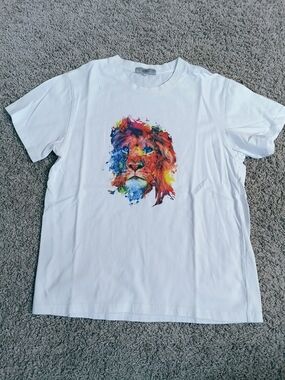 Polo Mano White‎ Tee with Multicolor Lion Artwork